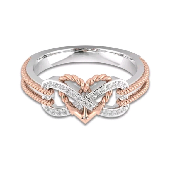 **New friendship infinity rose gold Cz ring - Picture 2 of 4